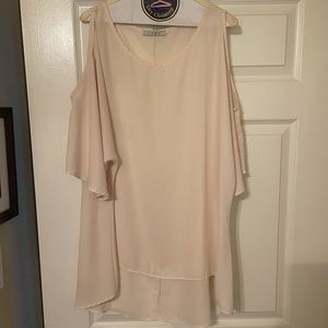 White women’s blouse with cut out shoulders